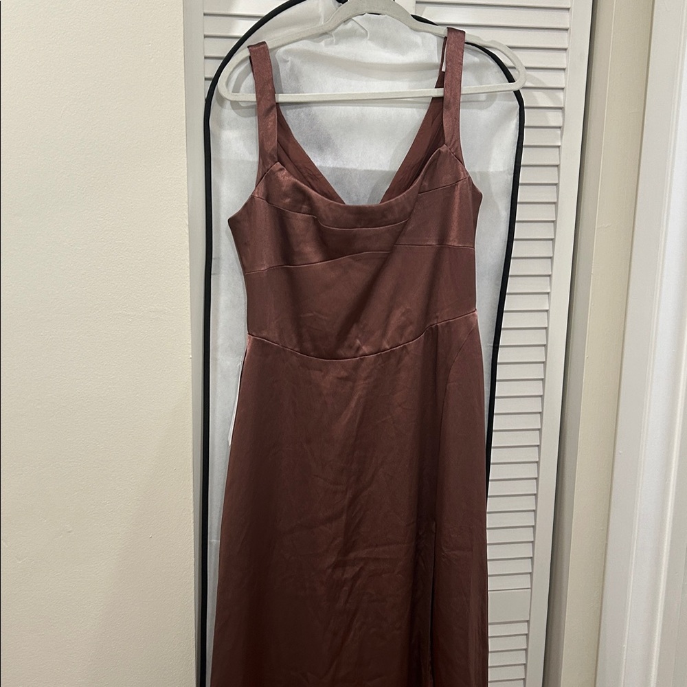 Azazie Hope Metallic Espresso Dress